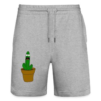 Cactus avec barbe - Short de jogging bio TRAINER Stanley/Stella unisexe - gris chiné - Devant - Nik (191cm) & Marisol (170cm)