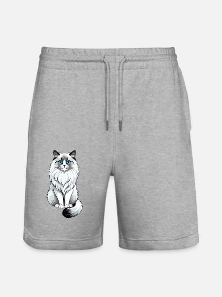 mailo cat - Stanley/Stella Unisex Bio Joggingshorts Trainer - Grau meliert