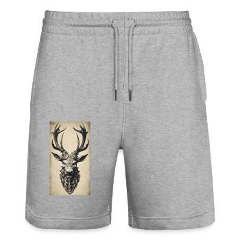 Vintage-Hirsch - Stanley/Stella Unisex Bio Joggingshorts Trainer  - Grau meliert - Vorne - Nik (191cm) & Marisol (170cm)