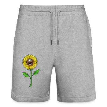 Sunflower face friendly cute - Stanley/Stella Trainer Unisex Organic Jogging Shorts - heather grey - Front - Nik (191cm) & Marisol (170cm)