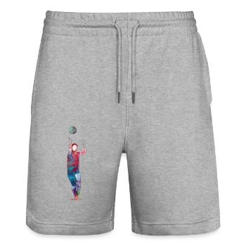 Volleyball sport #volleyball - Stanley/Stella Trainer Unisex Organic Jogging Shorts - heather grey - Front - Nik (191cm) & Marisol (170cm)