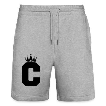 buchstabe C Krone - Stanley/Stella Unisex Bio Joggingshorts Trainer  - Grau meliert - Vorne - Nik (191cm) & Marisol (170cm)