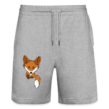 Fox - Peeps out of the bag - Stanley/Stella Trainer Unisex Organic Jogging Shorts - heather grey - Front - Nik (191cm) & Marisol (170cm)