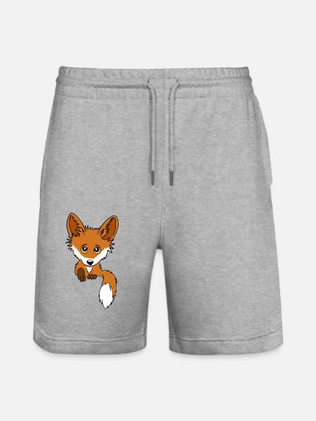 Fuchs - Guckt aus der Tasche - Stanley/Stella Unisex Bio Joggingshorts Trainer - Grau meliert