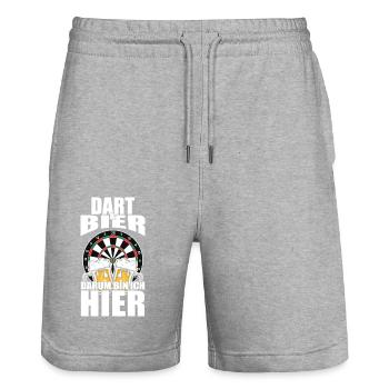 Drôle de dicton : Dart beer, c’est pour ça que je suis là - Short de jogging bio TRAINER Stanley/Stella unisexe - gris chiné - Devant - Nik (191cm) & Marisol (170cm)