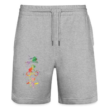 Watercolor Women's Triathlon - Stanley/Stella Trainer Unisex Organic Jogging Shorts - heather grey - Front - Nik (191cm) & Marisol (170cm)