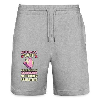 Kindergarten Graduates Back to School School Child Lama Enrollment - Stanley/Stella Trainer Unisex Organic Jogging Shorts - heather grey - Front - Nik (191cm) & Marisol (170cm)