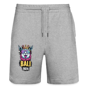 Bali 2024 Alpaca Party Holiday - Stanley/Stella Trainer Unisex Organic Jogging Shorts - heather grey - Front - Nik (191cm) & Marisol (170cm)