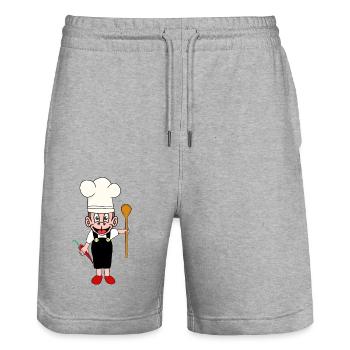 Affen Affe Kochkunst Hobbykoch Gastgeber - Stanley/Stella Unisex Bio Joggingshorts Trainer  - Grau meliert - Vorne - Nik (191cm) & Marisol (170cm)