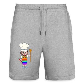 LGBT KOCH Köche Köchin Regenbogen Küche - Stanley/Stella Unisex Bio Joggingshorts Trainer  - Grau meliert - Vorne - Nik (191cm) & Marisol (170cm)