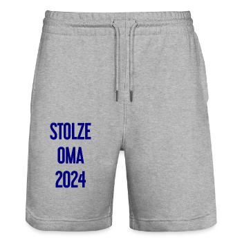 Proud Grandma 2024 – Perfect for New Grandmas - Stanley/Stella Trainer Unisex Organic Jogging Shorts - heather grey - Front - Nik (191cm) & Marisol (170cm)