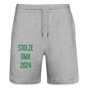 Stolze Oma 2024 – Perfekt für frischgebackene Omas - Stanley/Stella Unisex Bio Joggingshorts Trainer  - Grau meliert - Vorne - Nik (191cm) & Marisol (170cm)