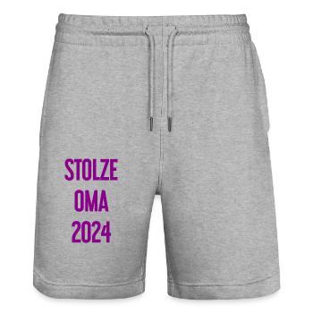 Stolze Oma 2024 – Perfekt für frischgebackene Omas - Stanley/Stella Unisex Bio Joggingshorts Trainer  - Grau meliert - Vorne - Nik (191cm) & Marisol (170cm)