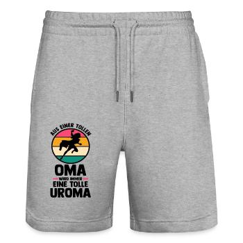 Mutter Mama Großmutter Oma - Stanley/Stella Unisex Bio Joggingshorts Trainer  - Grau meliert - Vorne - Nik (191cm) & Marisol (170cm)