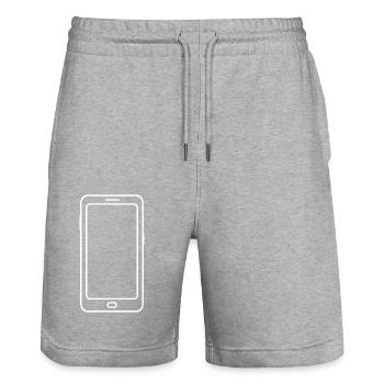 Telefon - Stanley/Stella Unisex Bio Joggingshorts Trainer  - Grau meliert - Vorne - Nik (191cm) & Marisol (170cm)