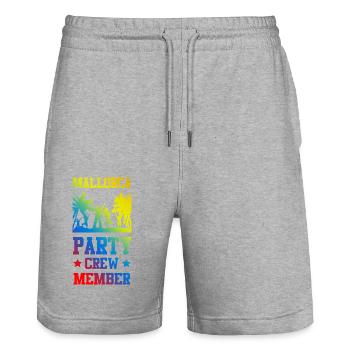 Mallorca Party Crew - Stanley/Stella Trainer Unisex Organic Jogging Shorts - heather grey - Front - Nik (191cm) & Marisol (170cm)