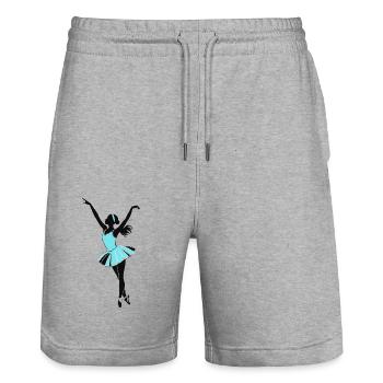 Ballet Dancer Illustration - Sport Design - Stanley/Stella Trainer Unisex Organic Jogging Shorts - heather grey - Front - Nik (191cm) & Marisol (170cm)