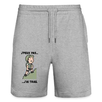 I can't I have Trail - Stanley/Stella Trainer Unisex Organic Jogging Shorts - heather grey - Front - Nik (191cm) & Marisol (170cm)