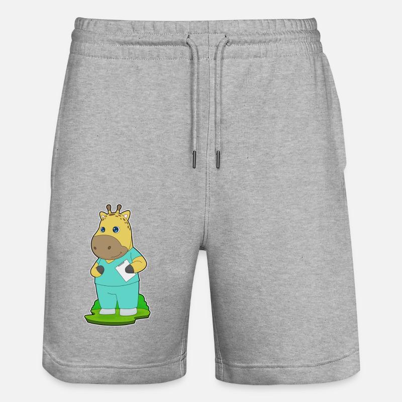 Giraffe Krankenschwester - Stanley/Stella Unisex Bio Joggingshorts Trainer  - Grau meliert
