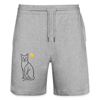 Katze - Stanley/Stella Unisex Bio Joggingshorts Trainer  - Grau meliert - Vorne - Nik (191cm) & Marisol (170cm)