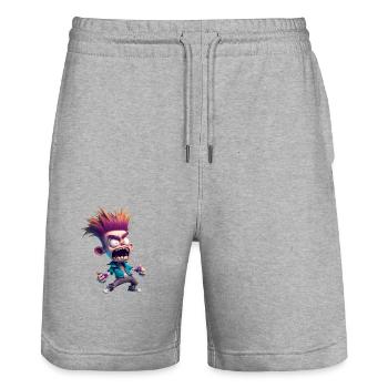 Timmy - Stanley/Stella Trainer Unisex Organic Jogging Shorts - heather grey - Front - Nik (191cm) & Marisol (170cm)
