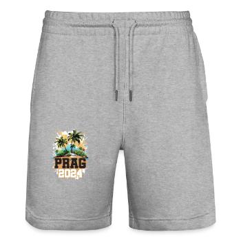 Prag 2024 Reisen Urlaub - Stanley/Stella Unisex Bio Joggingshorts Trainer  - Grau meliert - Vorne - Nik (191cm) & Marisol (170cm)