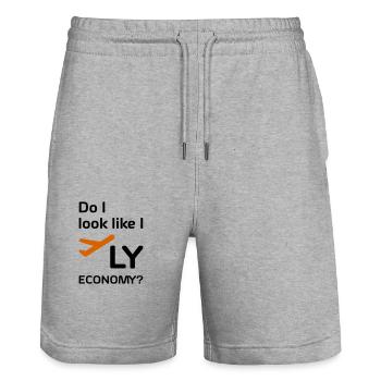 Do i look like i fly economy - Stanley/Stella Trainer Unisex Organic Jogging Shorts - heather grey - Front - Nik (191cm) & Marisol (170cm)