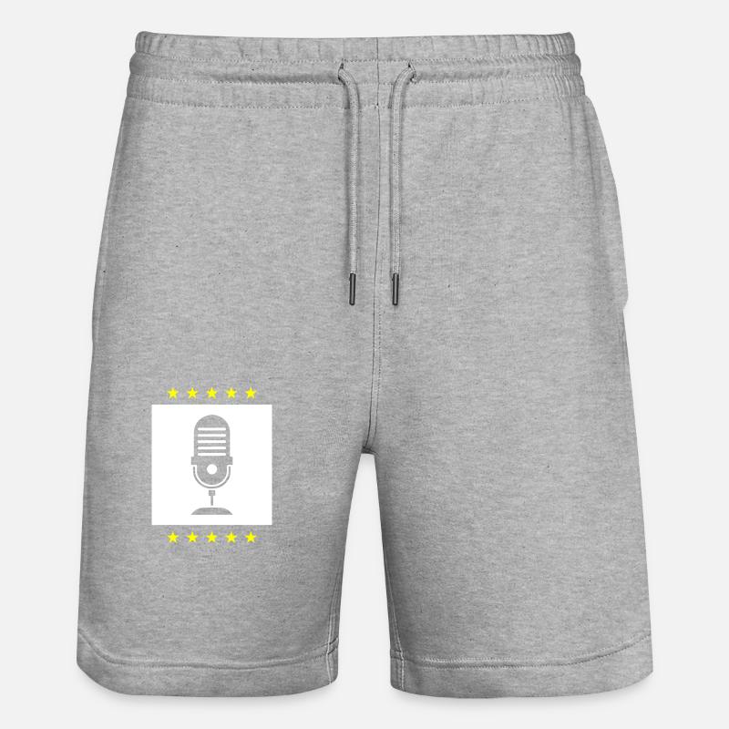 Podcast Logo Mikrofon - Stanley/Stella Unisex Bio Joggingshorts Trainer  - Grau meliert