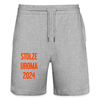 Stolze Uroma 2024 - Stanley/Stella Unisex Bio Joggingshorts Trainer  - Grau meliert - Vorne - Nik (191cm) & Marisol (170cm)