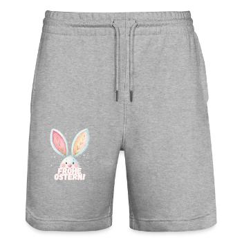 Frohe Ostern! Niedlicher Osterhase - Stanley/Stella Unisex Bio Joggingshorts Trainer  - Grau meliert - Vorne - Nik (191cm) & Marisol (170cm)