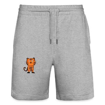 Lustiger Tiger für Kinder für Kinder - Stanley/Stella Unisex Bio Joggingshorts Trainer  - Grau meliert - Vorne - Nik (191cm) & Marisol (170cm)