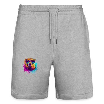 Capybara Capibara Capy Wasserschwein Nagetier - Stanley/Stella Unisex Bio Joggingshorts Trainer  - Grau meliert - Vorne - Nik (191cm) & Marisol (170cm)