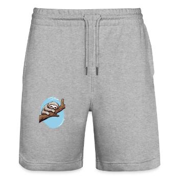 Lustiges Faultier für Kinder für Kinder - Stanley/Stella Unisex Bio Joggingshorts Trainer  - Grau meliert - Vorne - Nik (191cm) & Marisol (170cm)