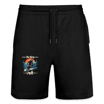 Skifahren Abseits der Piste Winterspaß - Stanley/Stella Unisex Bio Joggingshorts Trainer  - Schwarz - Vorne - Nik (191cm) & Marisol (170cm)