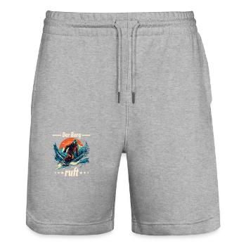 Skifahren Abseits der Piste Winterspaß - Stanley/Stella Unisex Bio Joggingshorts Trainer  - Grau meliert - Vorne - Nik (191cm) & Marisol (170cm)