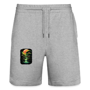 Bonsai Baum Bonsaischale Japanischer Baum - Stanley/Stella Unisex Bio Joggingshorts Trainer  - Grau meliert - Vorne - Nik (191cm) & Marisol (170cm)