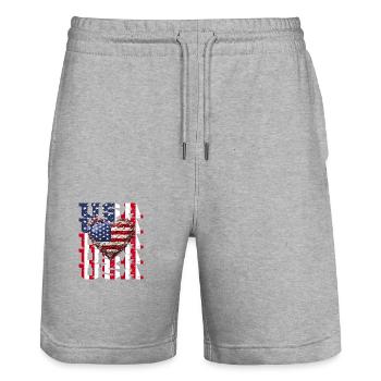 American USA Flagge Herz für Patrioten - Stanley/Stella Unisex Bio Joggingshorts Trainer  - Grau meliert - Vorne - Nik (191cm) & Marisol (170cm)