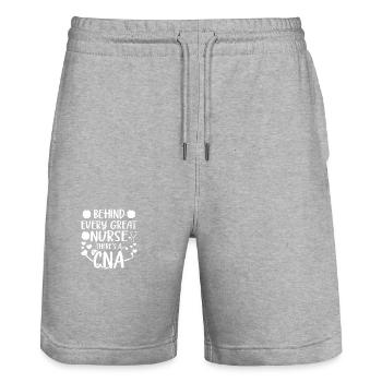 Citations de l’AIIC Infirmières Cadeaux d’infirmières auxiliaires certifiées - Short de jogging bio TRAINER Stanley/Stella unisexe - gris chiné - Devant - Nik (191cm) & Marisol (170cm)