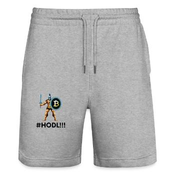 Bitcoin Hold Krypto Cryptocurrency - Stanley/Stella Unisex Bio Joggingshorts Trainer  - Grau meliert - Vorne - Nik (191cm) & Marisol (170cm)
