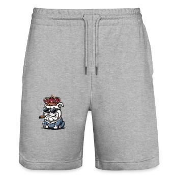 Chien cool - Short de jogging bio TRAINER Stanley/Stella unisexe - gris chiné - Devant - Nik (191cm) & Marisol (170cm)