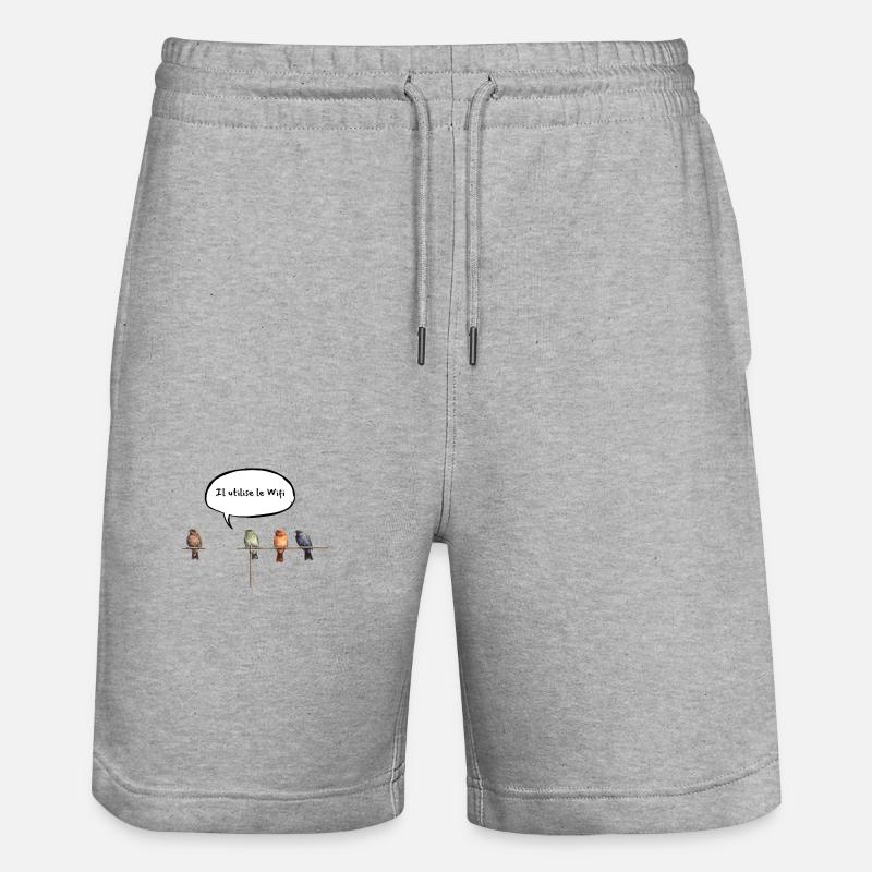 Birds Funny Flying Wifi - Français - Short de jogging bio TRAINER Stanley/Stella unisexe - gris chiné