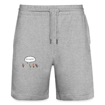 Birds Funny Flying Wifi - English - Stanley/Stella Trainer Unisex Organic Jogging Shorts - heather grey - Front - Nik (191cm) & Marisol (170cm)