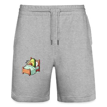 Slice avocado - Stanley/Stella Trainer Unisex Organic Jogging Shorts - heather grey - Front - Nik (191cm) & Marisol (170cm)
