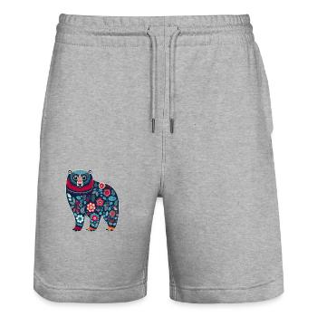 Russische Tradition Weihnachten - Stanley/Stella Unisex Bio Joggingshorts Trainer  - Grau meliert - Vorne - Nik (191cm) & Marisol (170cm)