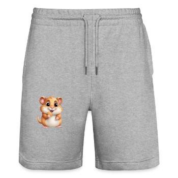 Un hamster mignon mange un biscuit pour les enfants et les bébés - Short de jogging bio TRAINER Stanley/Stella unisexe - gris chiné - Devant - Nik (191cm) & Marisol (170cm)