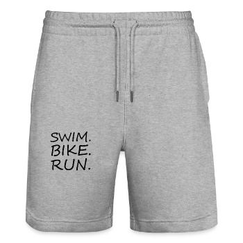 Triathlon Running Swimming Cycling - Stanley/Stella Trainer Unisex Organic Jogging Shorts - heather grey - Front - Nik (191cm) & Marisol (170cm)
