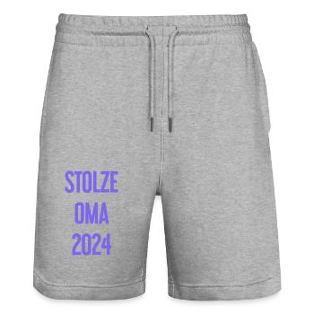 Stolze Oma 2024 – Perfekt für frischgebackene Omas - Stanley/Stella Unisex Bio Joggingshorts Trainer  - Grau meliert - Vorne - Nik (191cm) & Marisol (170cm)