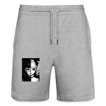 anime, fille, cadeau, horreur - Short de jogging bio TRAINER Stanley/Stella unisexe - gris chiné - Devant - Nik (191cm) & Marisol (170cm)