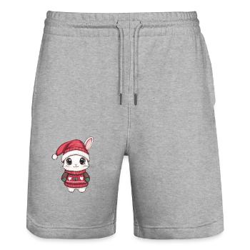 Hase Weihnachten Comic - Stanley/Stella Unisex Bio Joggingshorts Trainer  - Grau meliert - Vorne - Nik (191cm) & Marisol (170cm)