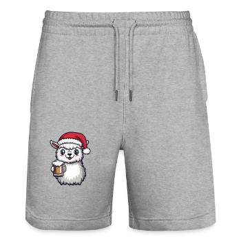 Alpaga Llama Bière Noël Noël - Short de jogging bio TRAINER Stanley/Stella unisexe - gris chiné - Devant - Nik (191cm) & Marisol (170cm)